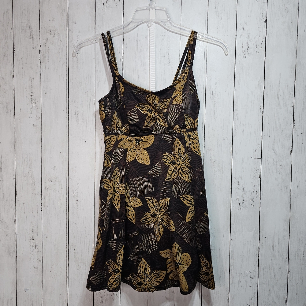 Beach Belle Swimwear Women's Pasadena Swimsuit Swim Dress Size 14 Brown Gold. - Picture 2 of 8